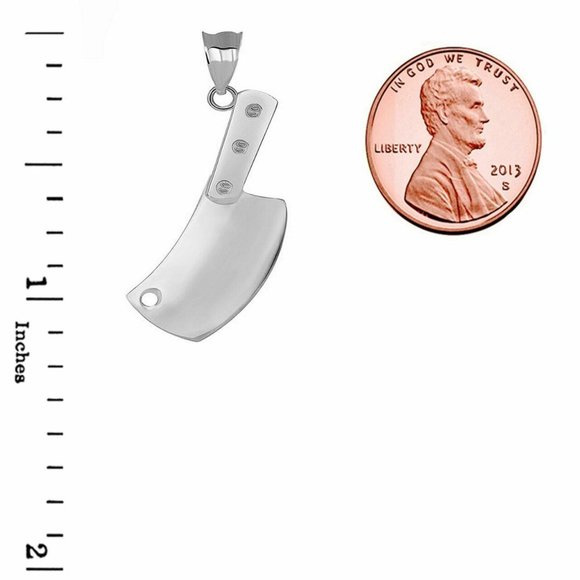 Silver Butcher Meat Cleaver Cooking Chef Necklace - Picture 3 of 3